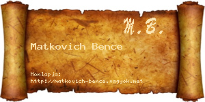 Matkovich Bence névjegykártya